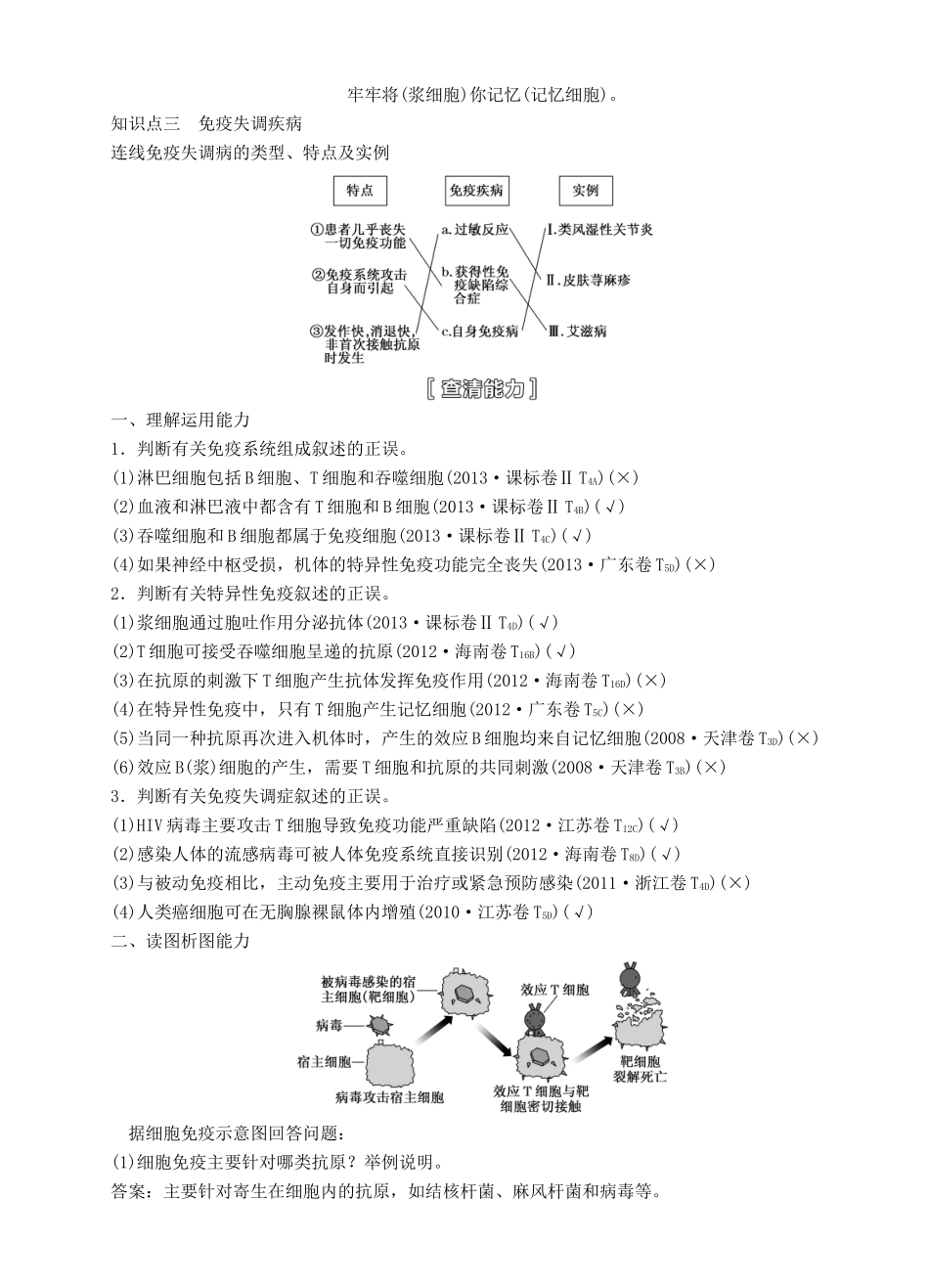 【三维设计】2015届高考生物一轮精品讲义 1.4 免疫调节 新人教版必修3_第2页