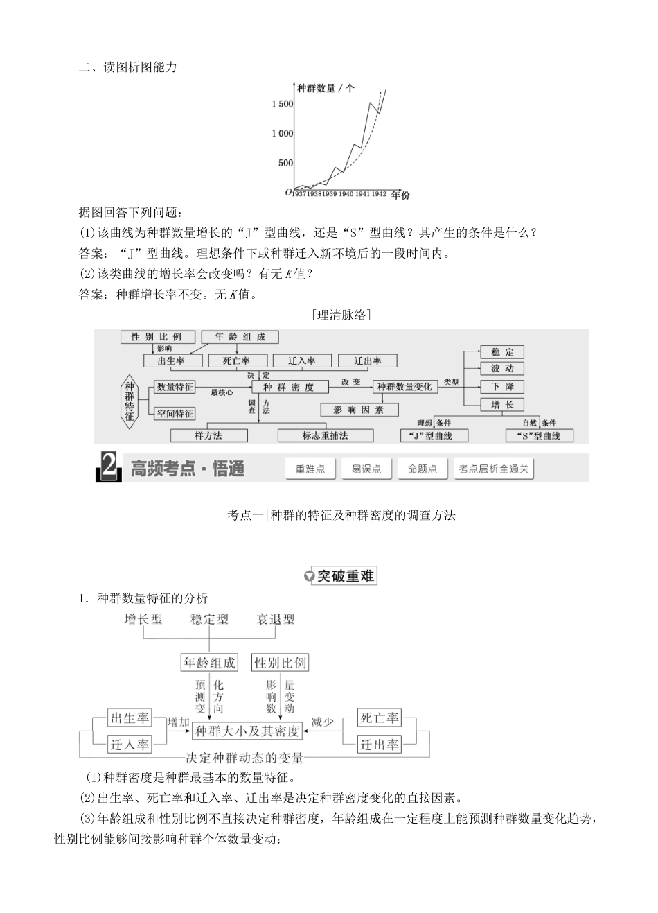 【三维设计】2015届高考生物一轮精品讲义 3.1 种群的特征和数量变化 新人教版必修3_第3页