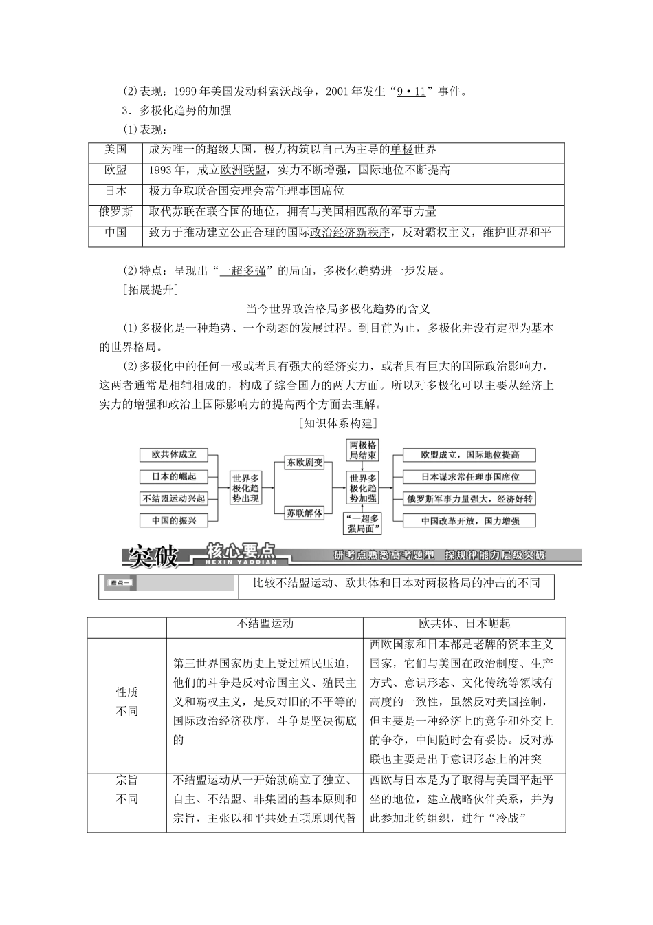 【创新方案】2014届高考历史一轮复习 第14讲 世界多极化趋势的出现和世纪之交的世界格局学案 新人教版_第3页