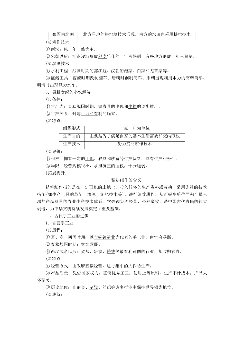 【创新方案】2014届高考历史一轮复习 第15讲古代中国的农业和手工业学案 新人教版_第2页