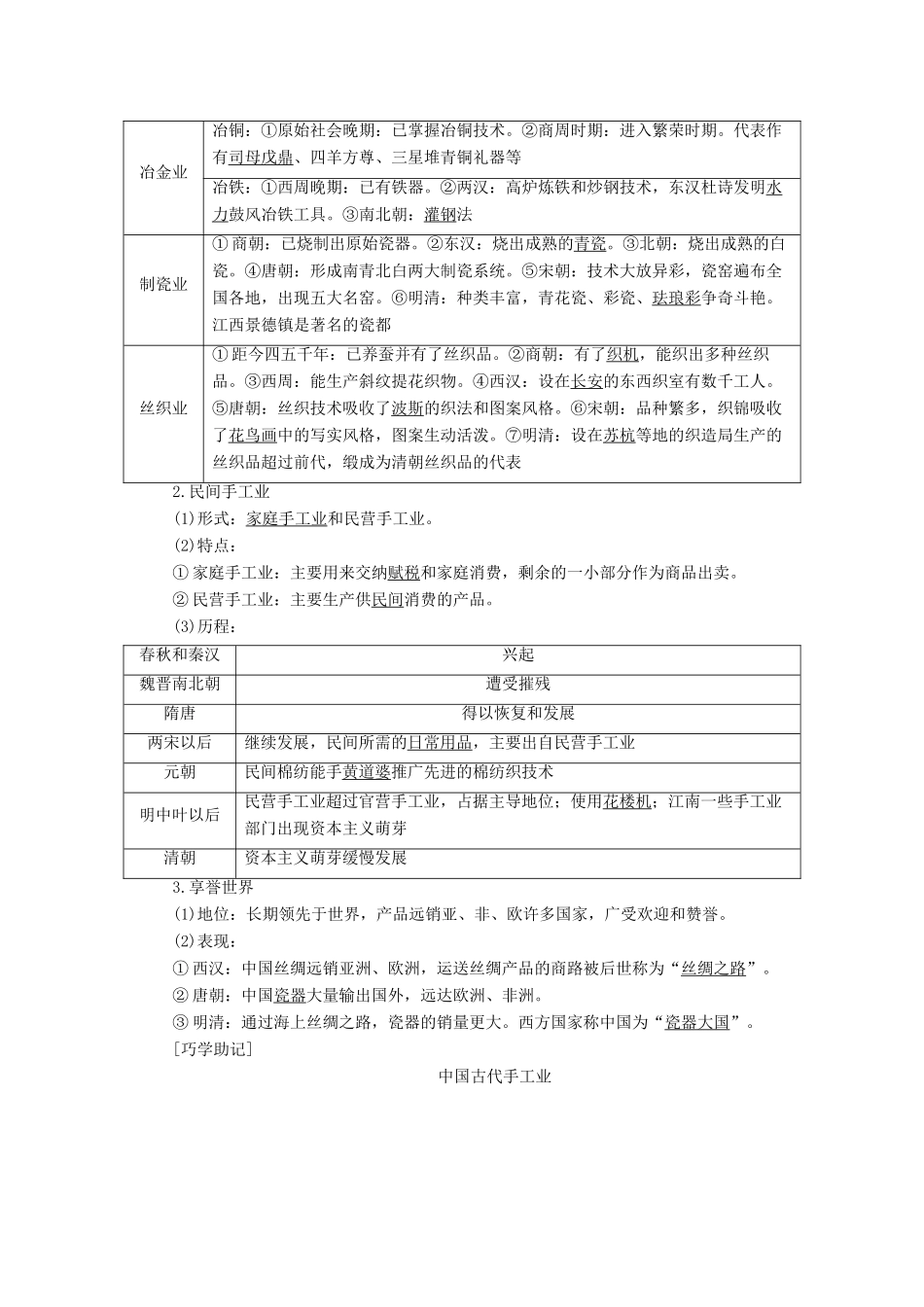 【创新方案】2014届高考历史一轮复习 第15讲古代中国的农业和手工业学案 新人教版_第3页