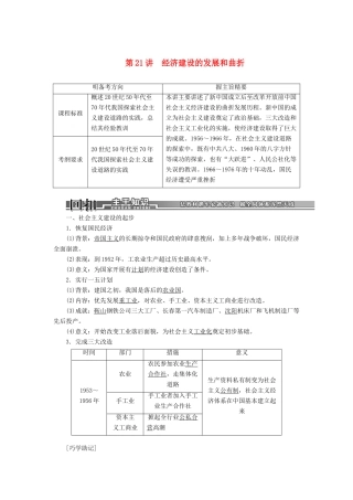 【创新方案】2014届高考历史一轮复习 第21讲经济建设的发展和曲折学案 新人教版