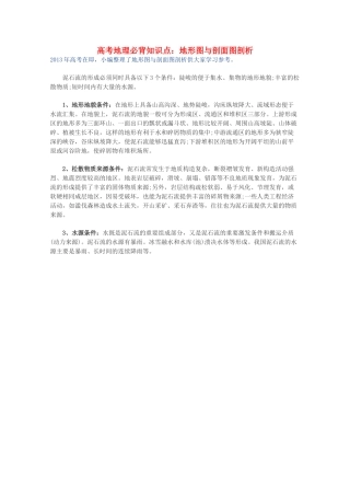 【备战2013】高考地理 必背知识点 地形图与剖面图剖析（全国通用）