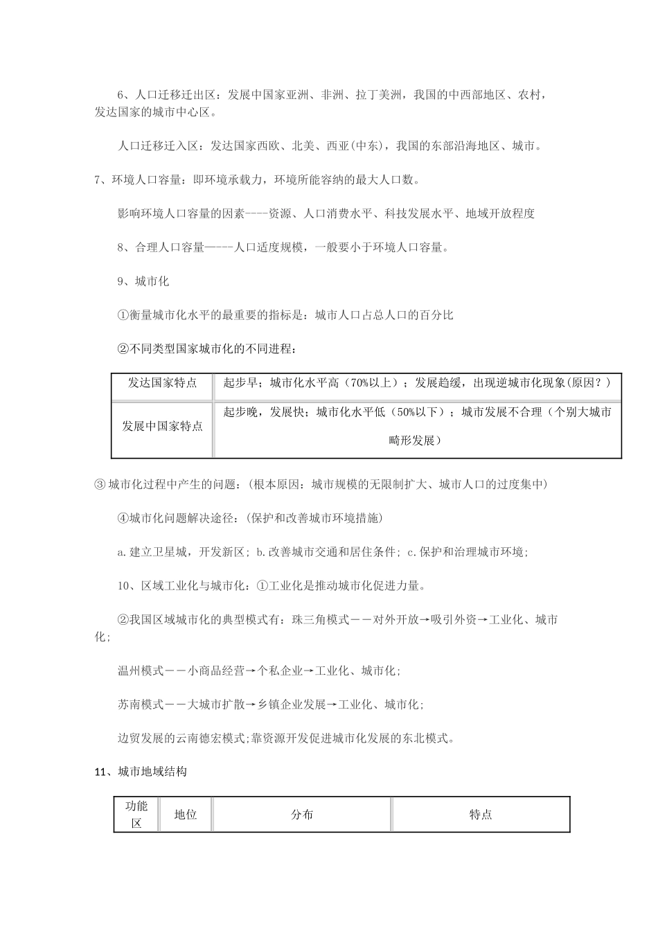 【备战2013】高考地理 必背知识点 人口与城市（全国通用）_第2页