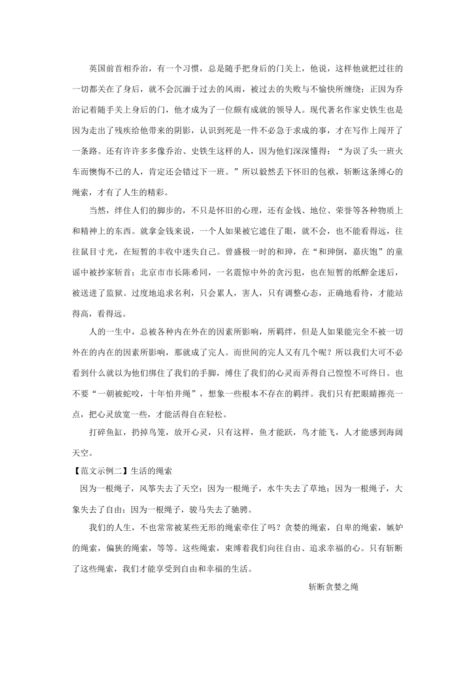 【吹尽狂沙系列】高中语文 经典话题作文题写作指导 生活的绳索写作导引及范例评点_第2页