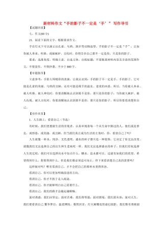 【吹尽狂沙系列】高中语文 经典话题作文题写作指导 手的影子不一定是 手