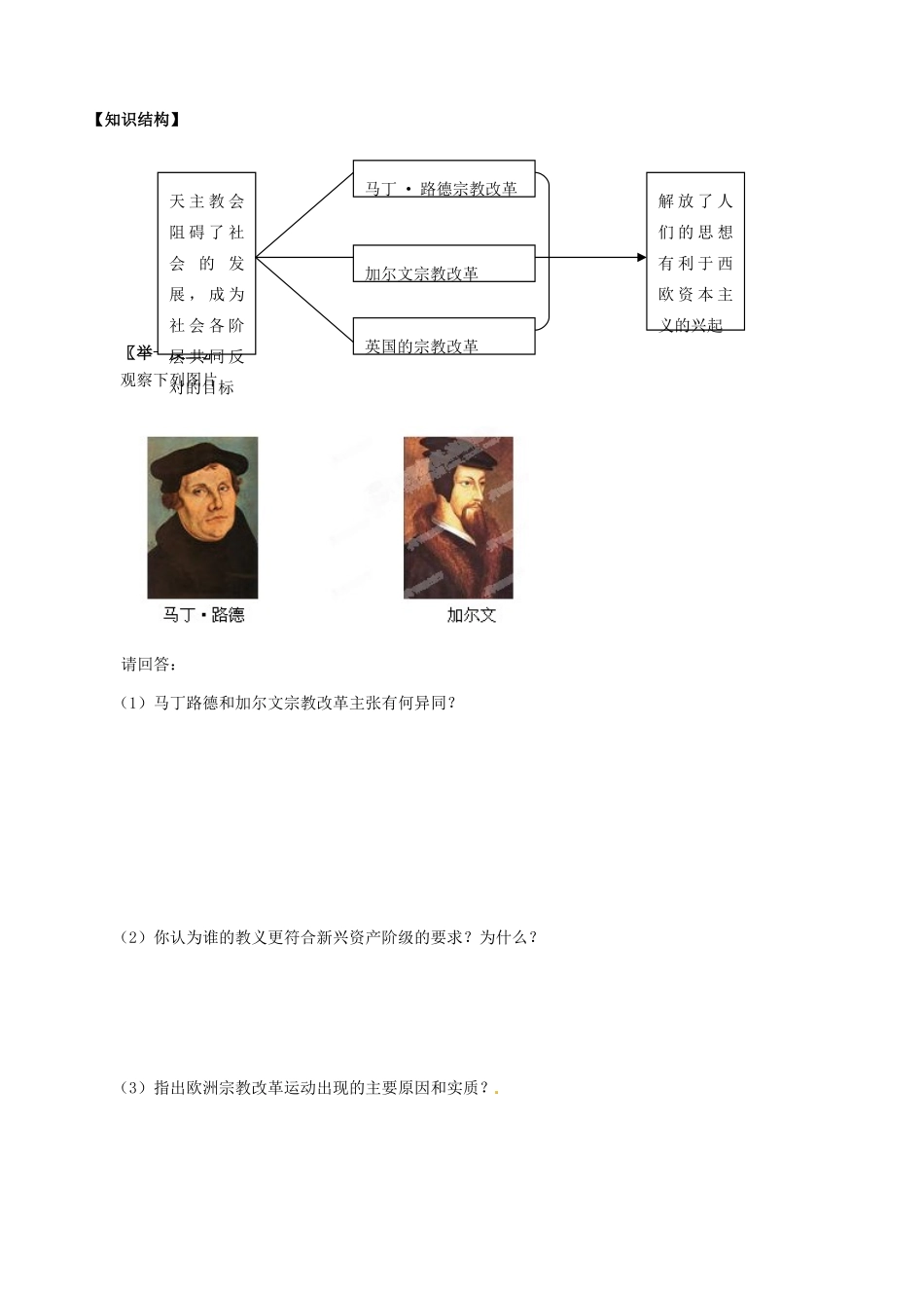 【备战2013】高考历史 第5课时 欧洲宗教改革学案 岳麓版选修1_第3页