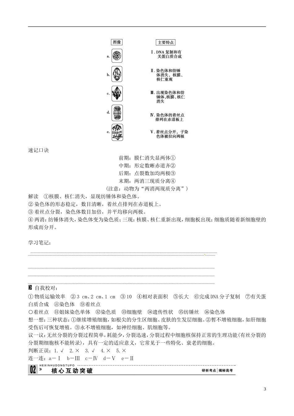 【备考2014】高考生物一轮复习 第1讲 细胞的增殖学案 新人教版必修1 _第3页