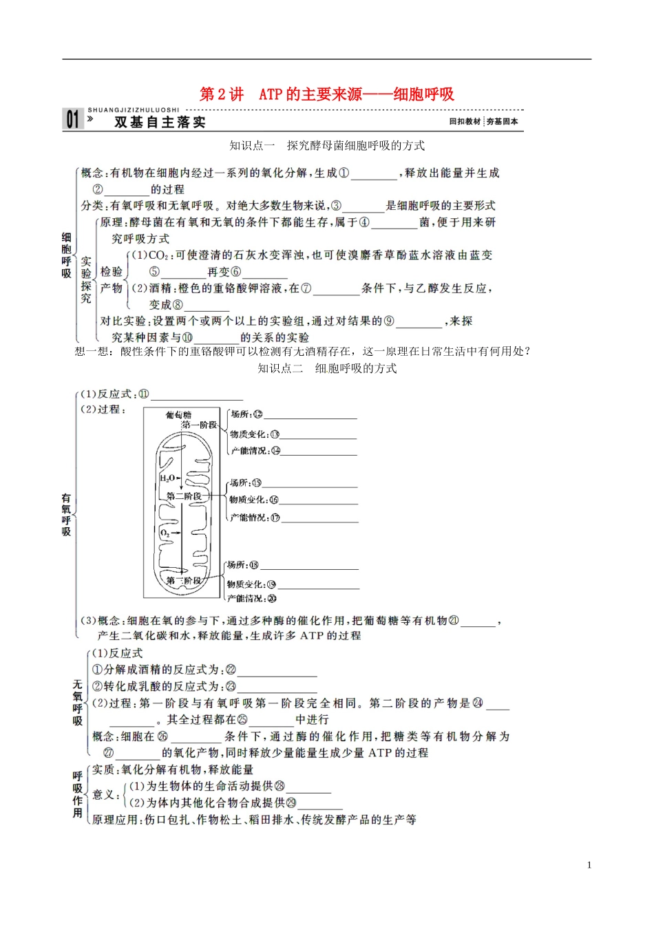 【备考2014】高考生物一轮复习 第2讲 ATP的主要来源学案 新人教版必修1 _第1页