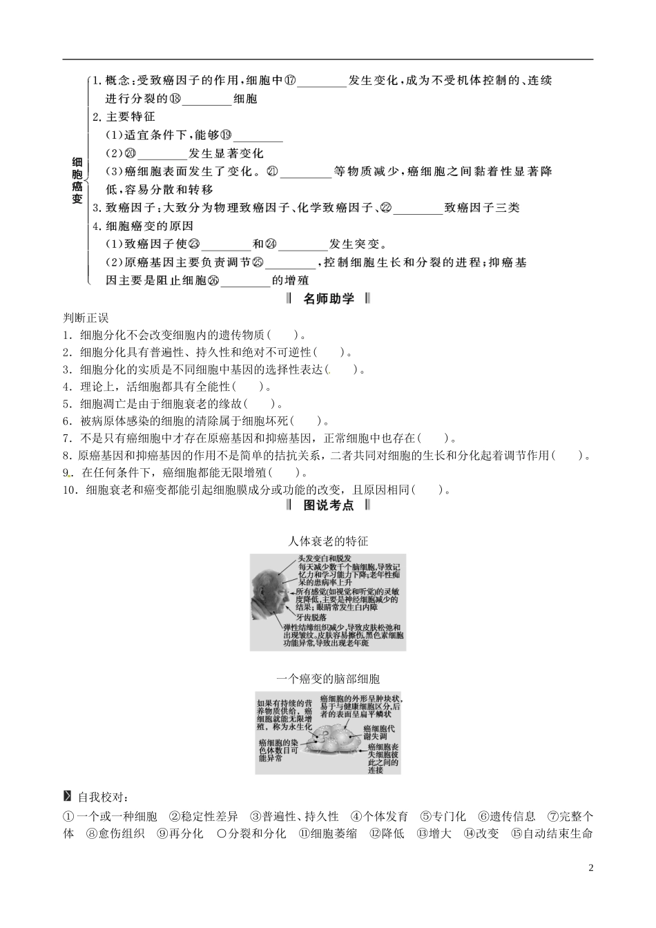 【备考2014】高考生物一轮复习 第2讲 细胞的分化学案 新人教版必修1 _第2页