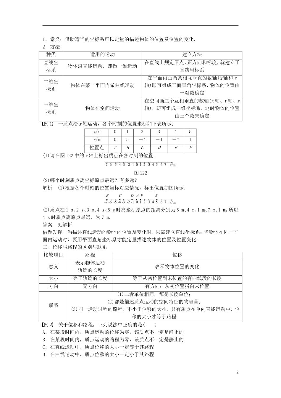 【创新设计】2014-2015高中物理 1.2 位置变化的描述教学案 教科版必修1_第2页