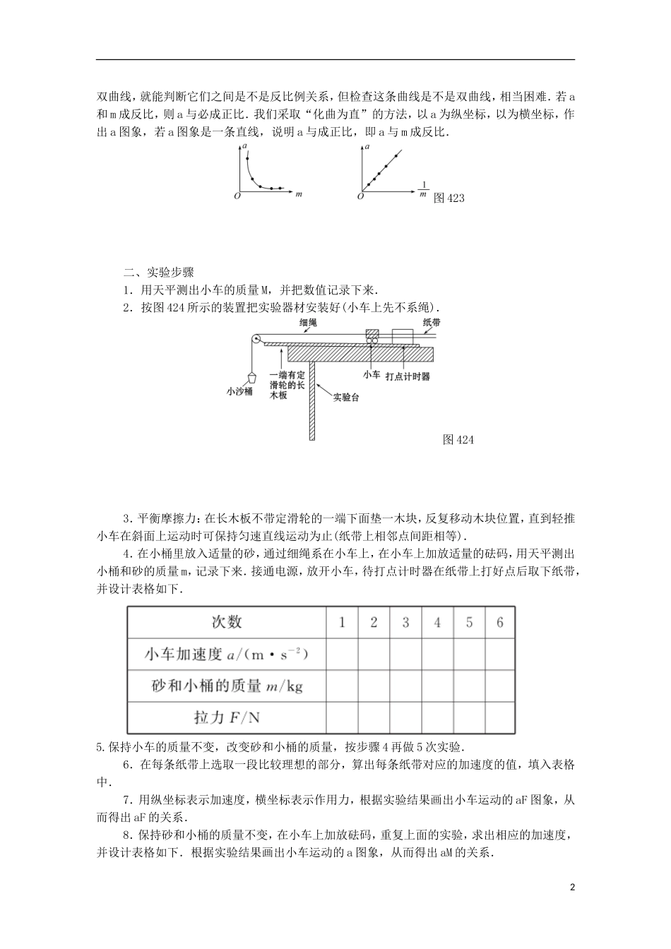 【创新设计】2014-2015高中物理 4.2 实验：探究加速度与力、质量的关系学案 新人教版必修1_第2页