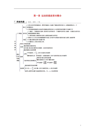 【创新设计】2014-2015高中物理 第一章 运动的描述章末整合 教科版必修1