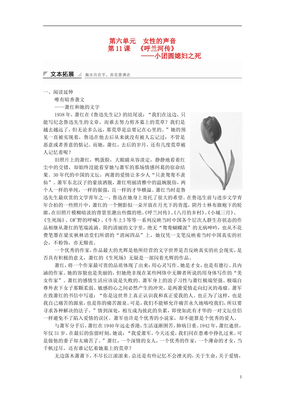 【创新设计】2014-2015高中语文 6.11 小团圆媳妇之死学案 新人教版选修《中国小说欣赏》_第1页