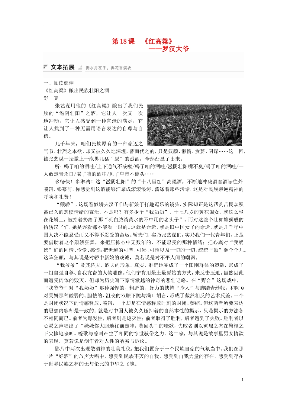 【创新设计】2014-2015高中语文 9.18 罗汉大爷学案 新人教版选修《中国小说欣赏》_第1页