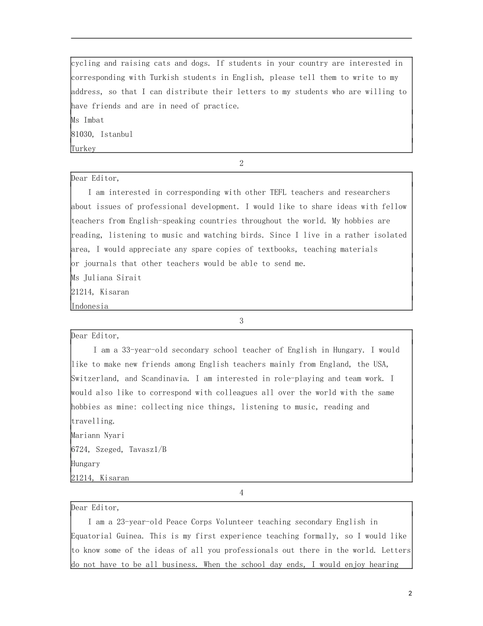 【南方凤凰台】2013版高考英语二轮提优 专题四 信息匹配导学案_第2页