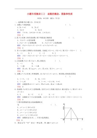 【创新设计】2014届高考数学一轮总复习 小题专项集训(二) 函数的概念、图象和性质增分特色训练 理 湘教版