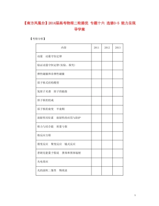 【南方凤凰台】2014届高考物理二轮提优 专题十六 选修3-5 能力呈现导学案