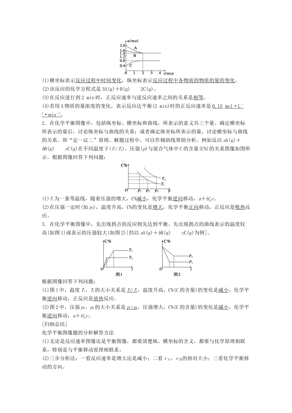 【学案导学设计】2014-2015学年高中化学 2.3.3 化学平衡图像、等效平衡学案 鲁科版选修4_第2页