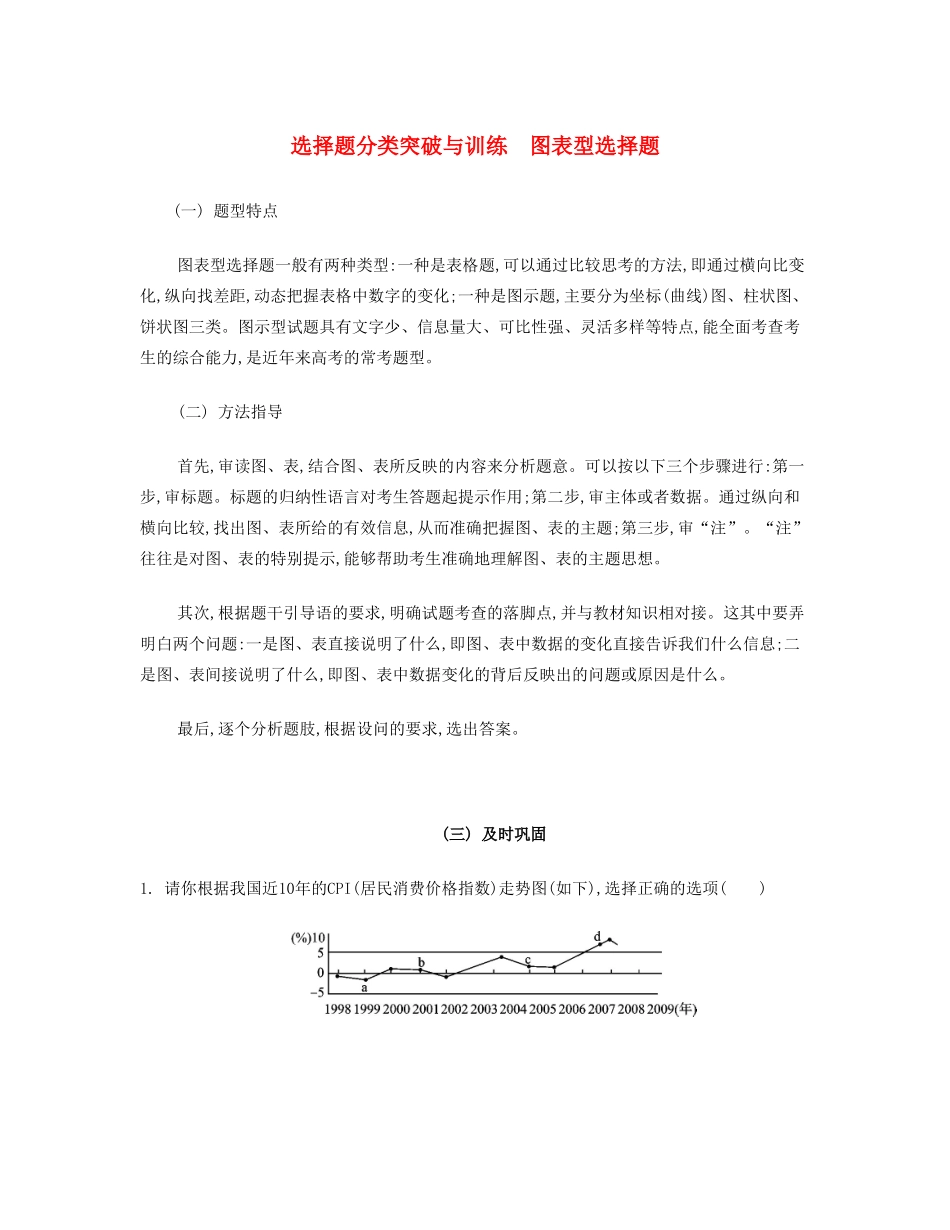 【南方凤凰台】2014届高考政治二轮提优 选择题分类突破与训练  图表型选择题导学案 _第1页