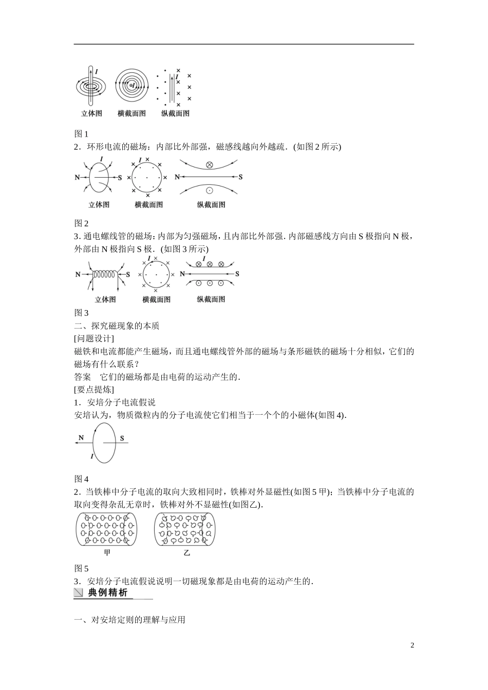 【学案导学设计】2014-2015学年高中物理 第5章 磁场与回旋加速器 探究电流周围的磁场学案 沪科版选修3-1_第2页