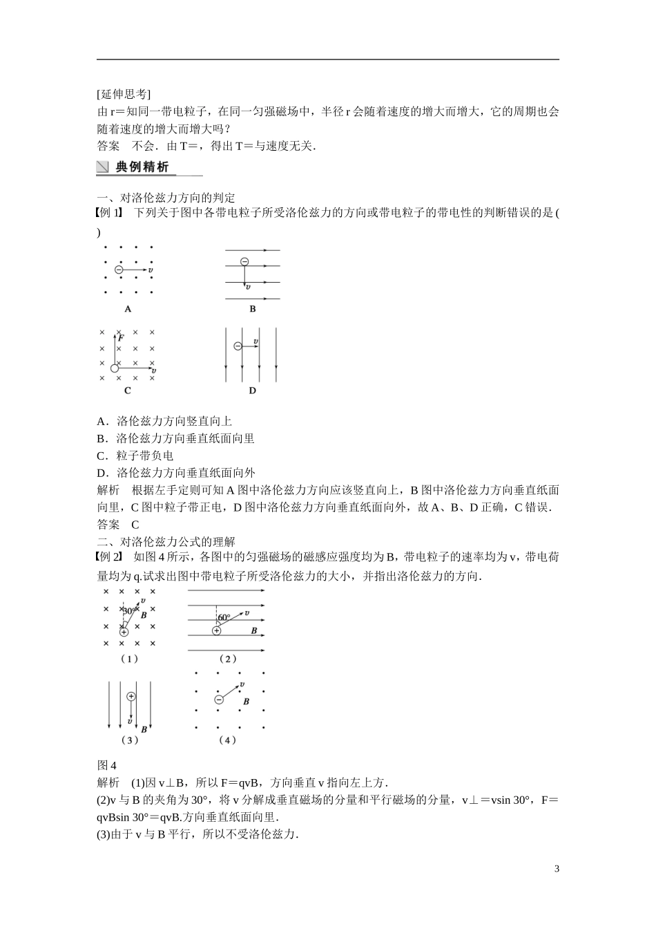 【学案导学设计】2014-2015学年高中物理 第5章 磁场与回旋加速器 探究洛伦兹力学案 沪科版选修3-1_第3页