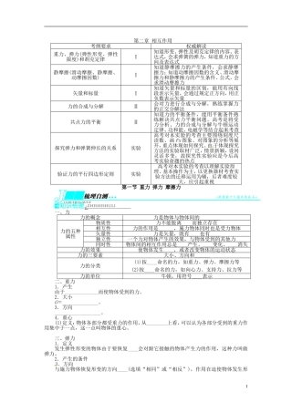 【志鸿优化设计】（安徽专用）2014届高考物理一轮复习 第二章 相互作用第一节重力弹力摩擦力教学案 新人教版