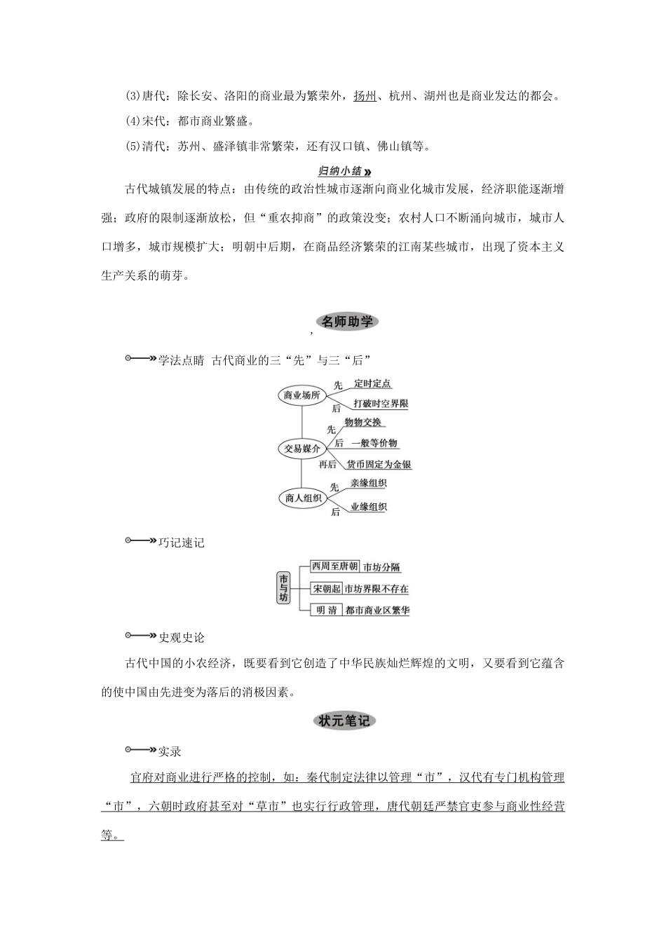 【导与练】2013届高考历史一轮复习 第17课时古代中国的商业及经济政策学案 新人教版必修3_第2页