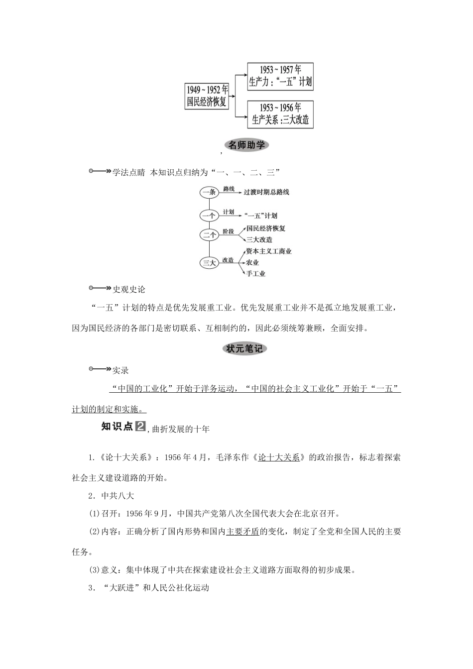 【导与练】2013届高考历史一轮复习 第20课时社会主义建设在探索中曲折发展学案 新人教版必修3_第2页