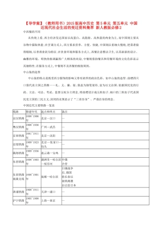 【导学案】（教师用书）2015版高中历史 第5单元 第五单元 中国近现代社会生活的变迁资料集萃 新人教版必修2