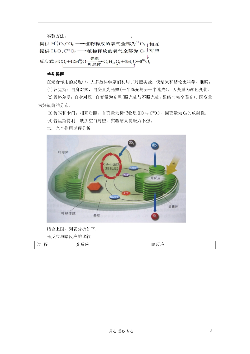 【导与练】2013届高考生物一轮复习 第一部分学案13 能量之源一光与光合作用 新人教版_第3页