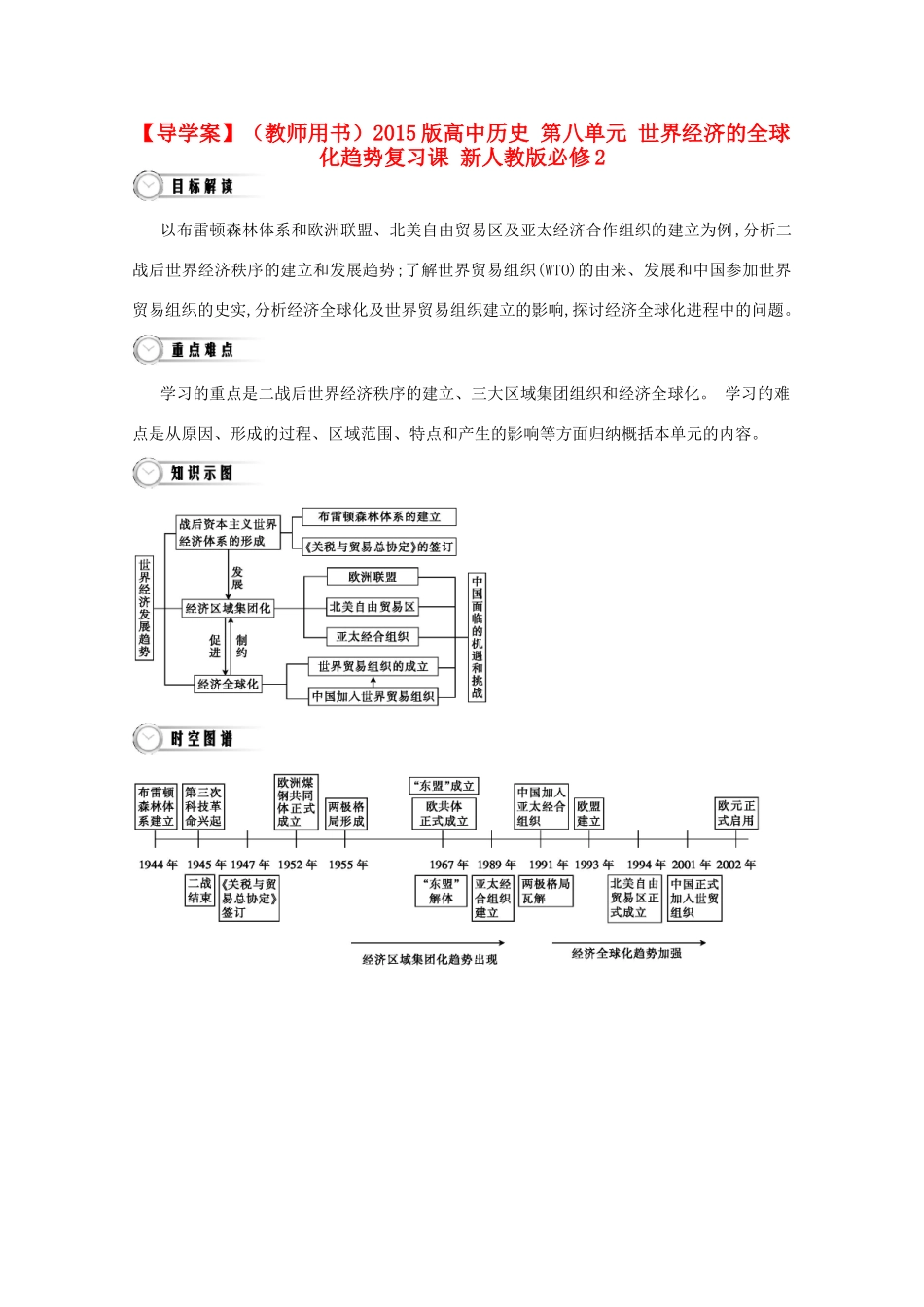 【导学案】（教师用书）2015版高中历史 第八单元 世界经济的全球化趋势复习课 新人教版必修2_第1页