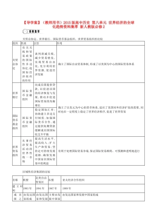 【导学案】（教师用书）2015版高中历史 第八单元 世界经济的全球化趋势资料集萃 新人教版必修2
