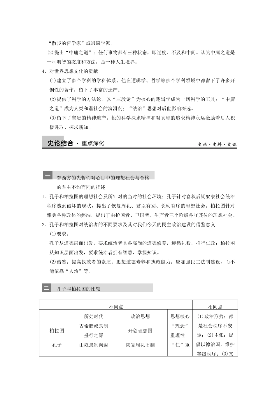 【导与练】2013年高考历史一轮复习 第2讲东西方的先哲学案 新人教版选修4_第3页