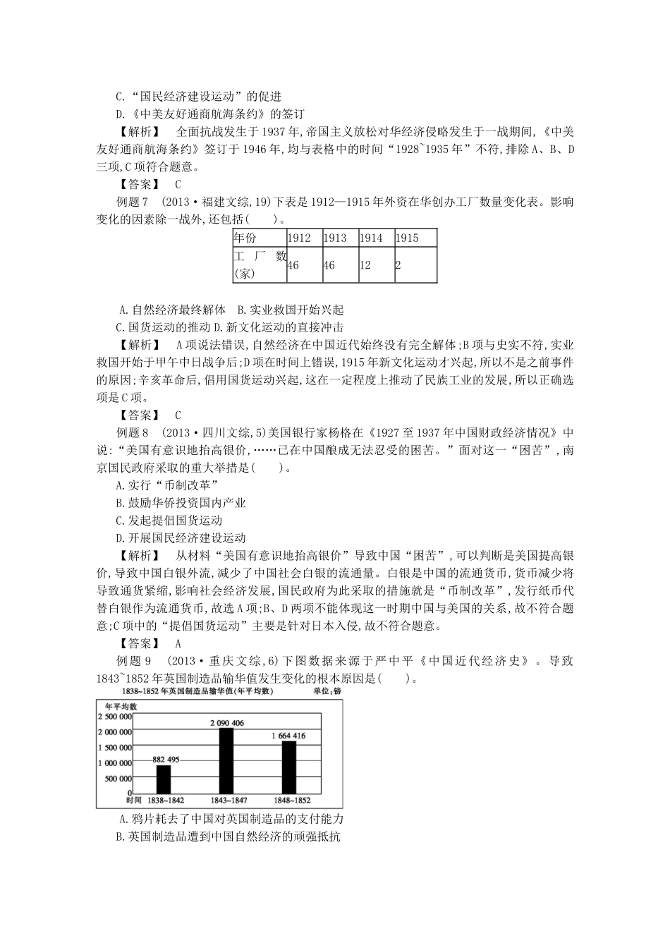 【导学案】（教师用书）2015版高中历史 第三单元 近代中国经济结构的变动与资本主义的曲折发展真题赏析 新人教版必修2_第3页