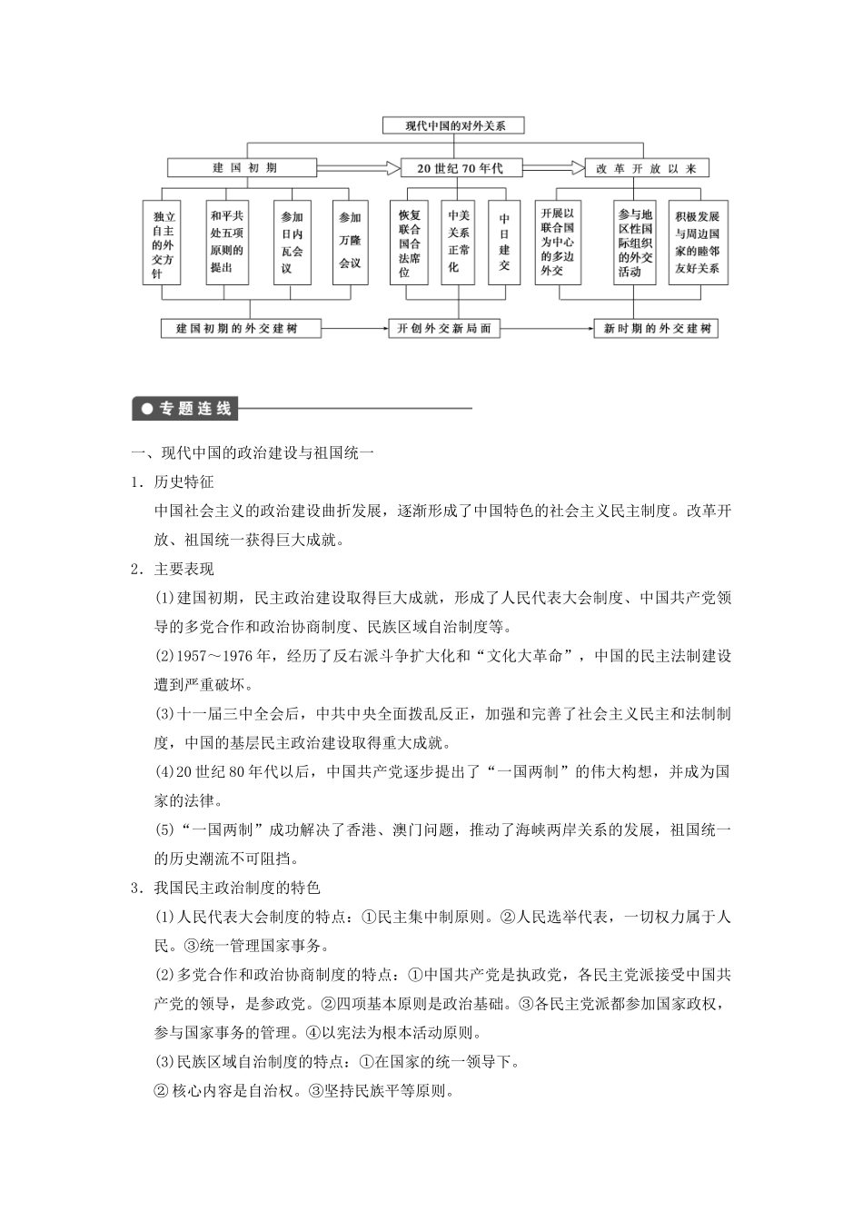 【导与练】2013年高考历史一轮复习 第6单元现代中国的政治建设与祖国统一学案 新人教版必修1_第2页