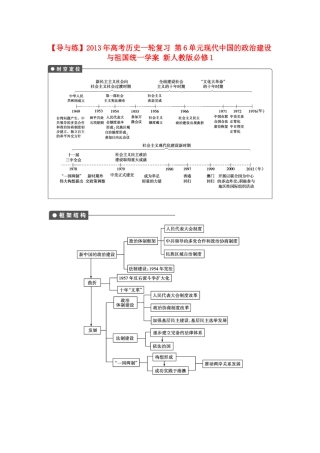 【导与练】2013年高考历史一轮复习 第6单元现代中国的政治建设与祖国统一学案 新人教版必修1