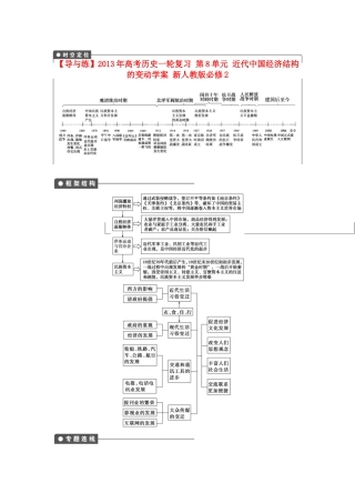 【导与练】2013年高考历史一轮复习 第8单元 近代中国经济结构的变动学案 新人教版必修2
