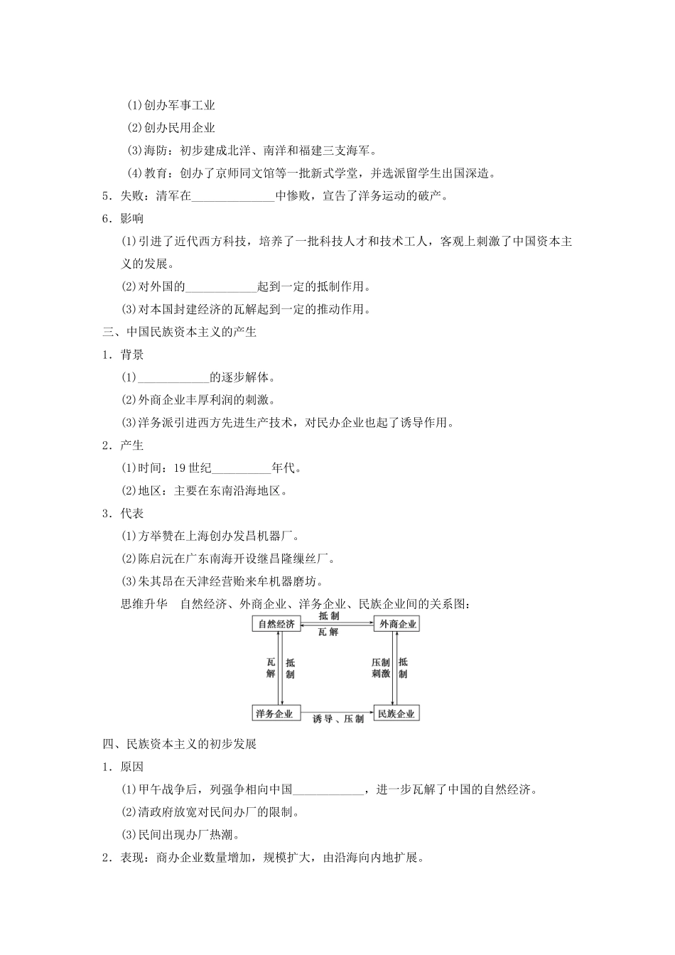 【导与练】2013年高考历史一轮复习 第19讲近代中国经济结构的变动与资本主义的曲折发展学案 新人教版必修2_第2页