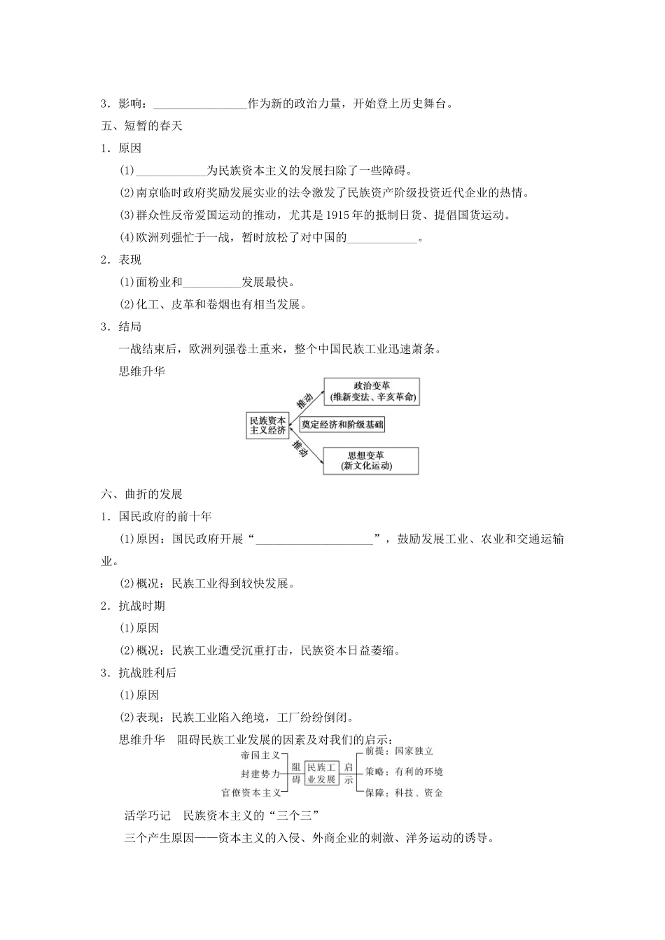 【导与练】2013年高考历史一轮复习 第19讲近代中国经济结构的变动与资本主义的曲折发展学案 新人教版必修2_第3页