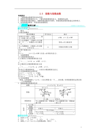 【志鸿优化设计】（山东专用）2014届高考数学一轮复习 第二章函数2.5指数与指数函数教学案 理  新人教A版