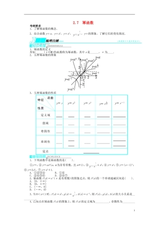 【志鸿优化设计】（山东专用）2014届高考数学一轮复习 第二章函数2.7幂函数教学案 理  新人教A版