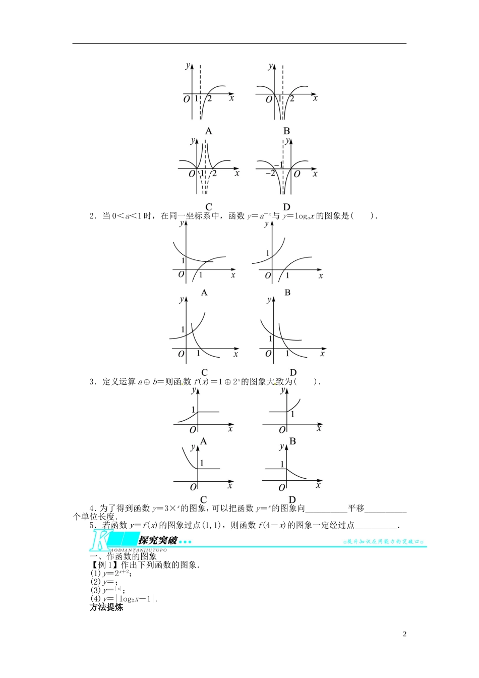 【志鸿优化设计】（山东专用）2014届高考数学一轮复习 第二章函数2.8函数的图象及其变换教学案 理  新人教A版_第2页