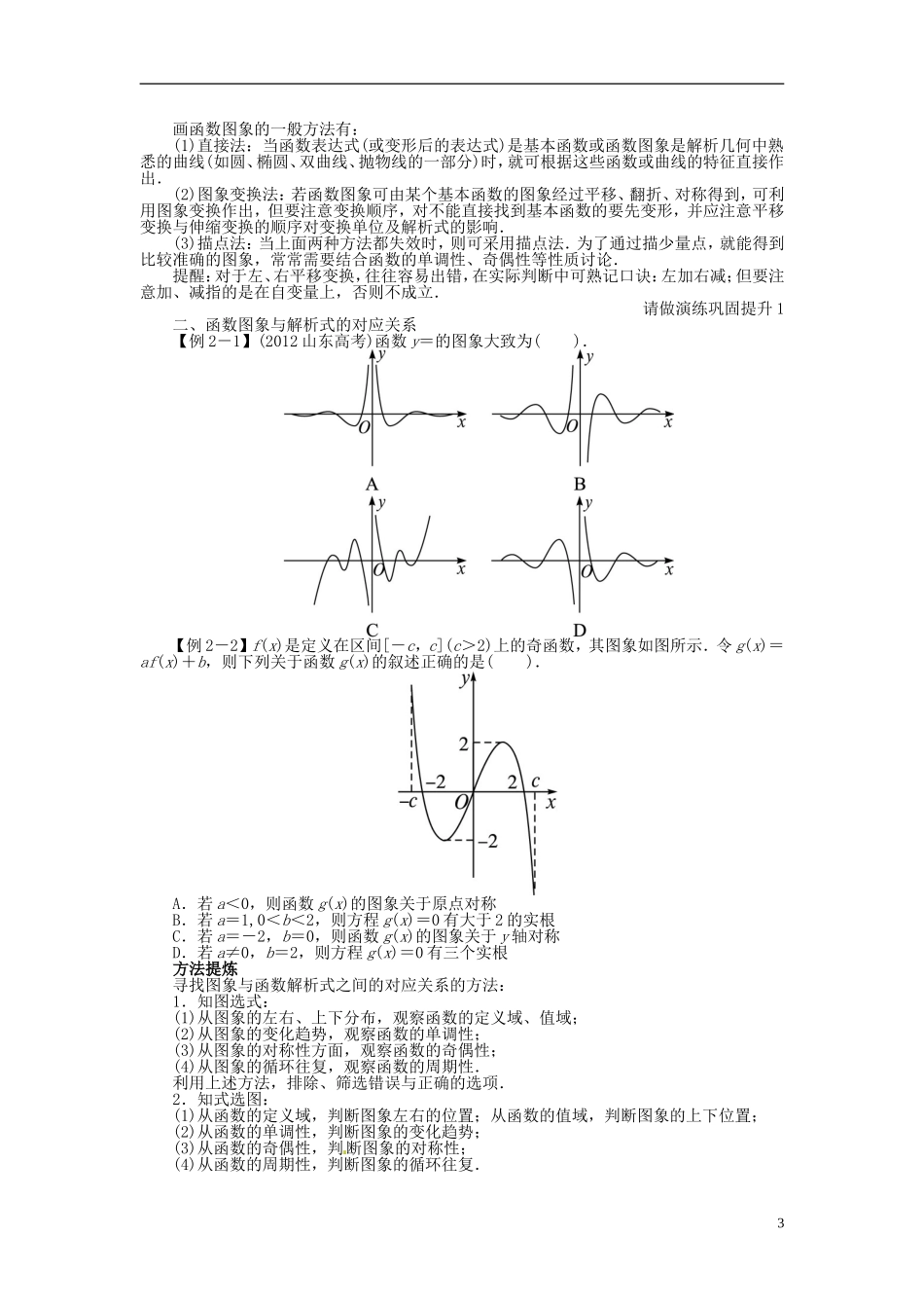 【志鸿优化设计】（山东专用）2014届高考数学一轮复习 第二章函数2.8函数的图象及其变换教学案 理  新人教A版_第3页