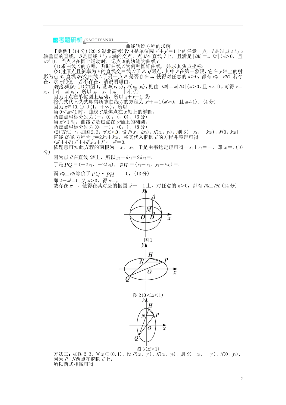 【志鸿优化设计】（山东专用）2014届高考数学一轮复习 第九章解析几何9.9曲线与方程教学案 理  新人教A版_第2页