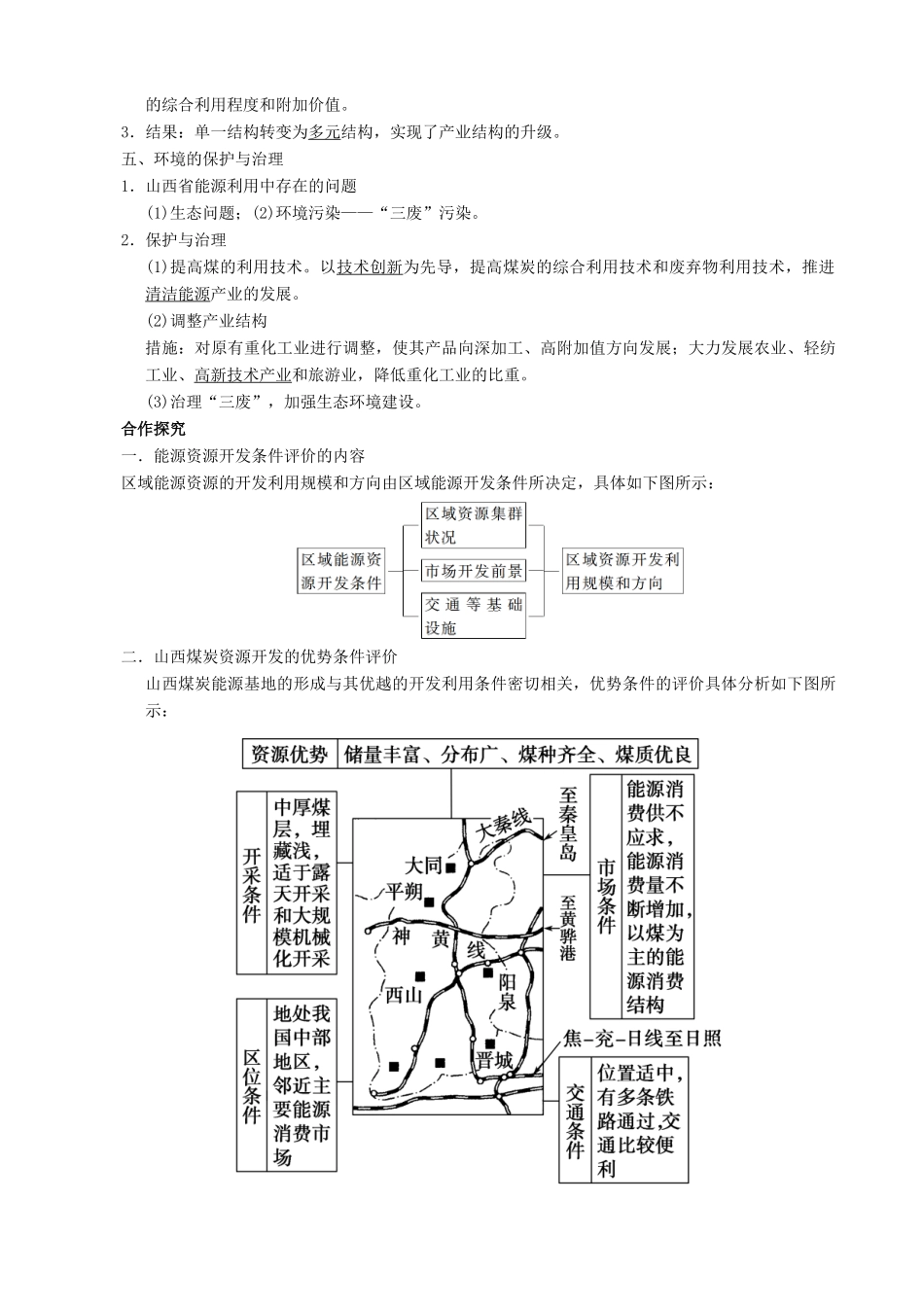 【导与练】2015届高考地理 3.1 能源资源的开发以我国山西省为例学案_第2页