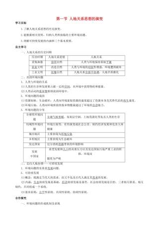 【导与练】2015届高考地理 6.1 人地关系思想的演变学案