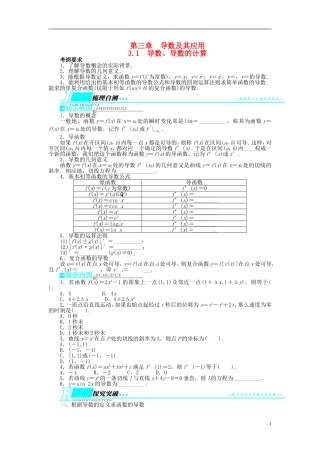 【志鸿优化设计】（山东专用）2014届高考数学一轮复习 第三章导数及其应用3.1导数、导数的计算教学案 理  新人教A版