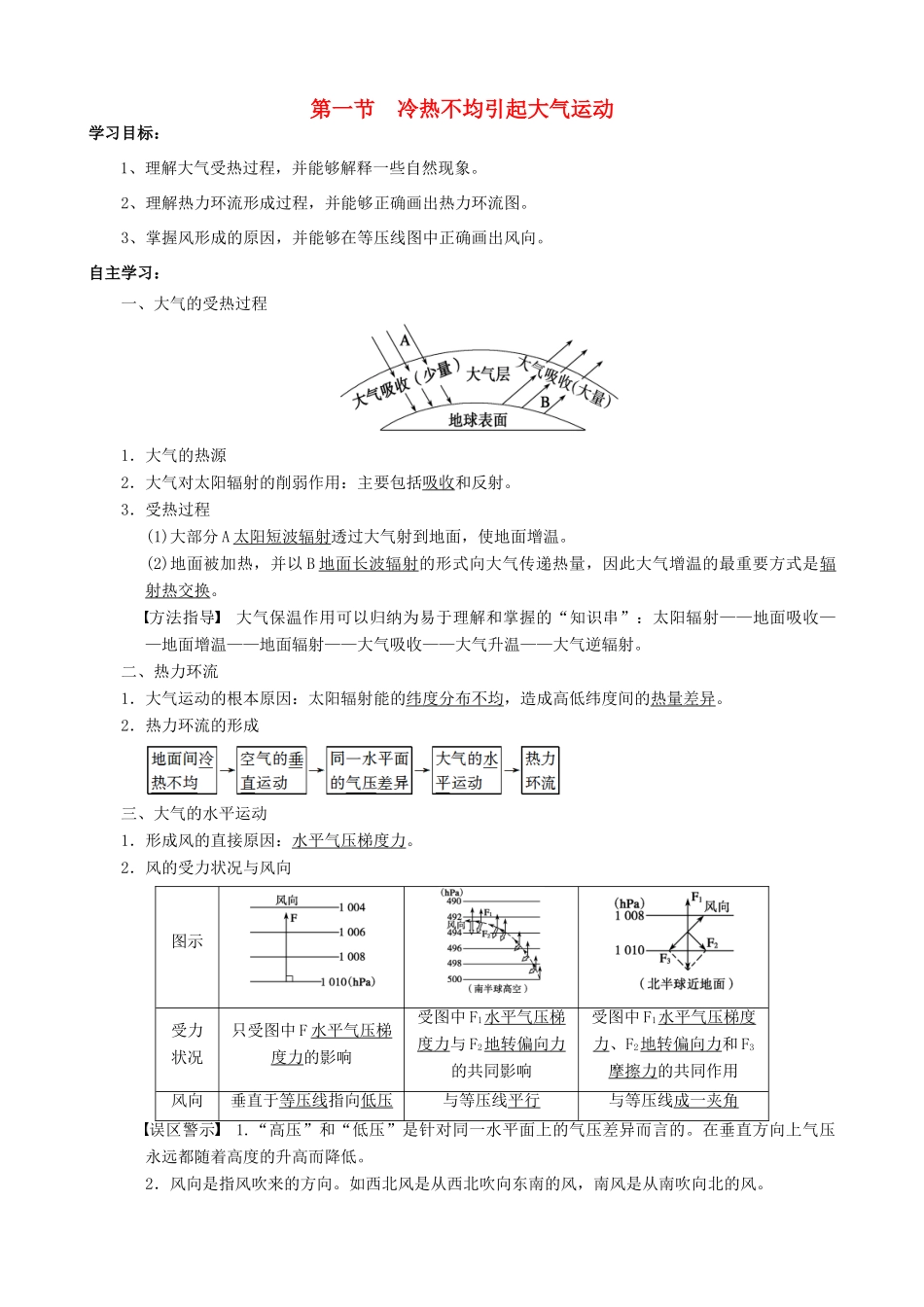 【导与练】2015届高考地理 第二章 第一节  冷热不均引起大气运动4学案_第1页