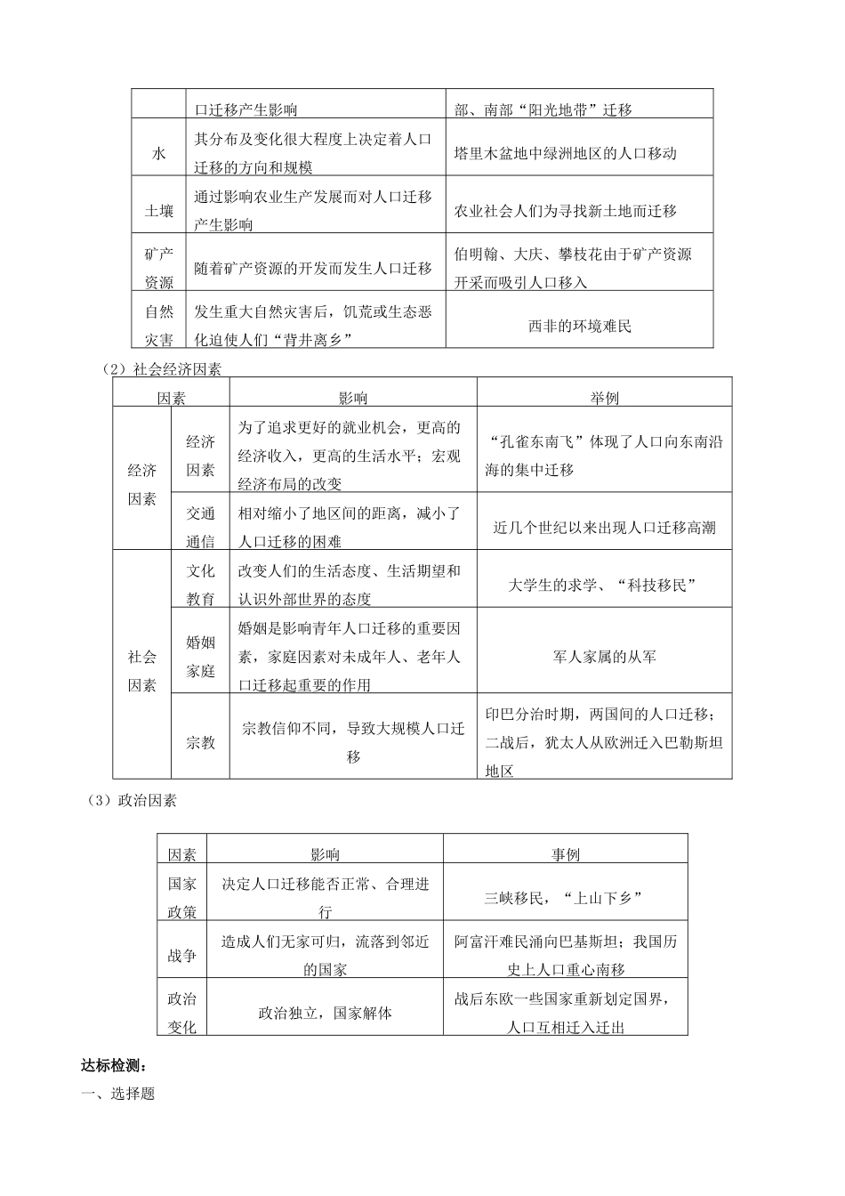 【导与练】2015届高考地理 第六章 第二节 人口的空间变化学案_第3页